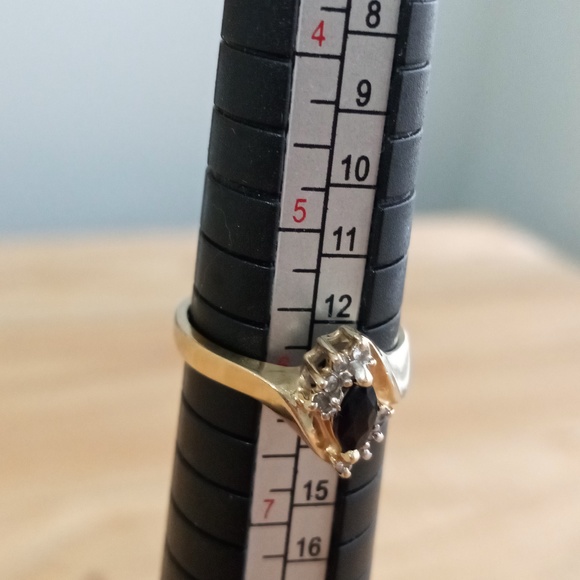 RING 14K Yellow Gold Sapphire and Diamond Cocktail ring Size 6 approximately - Picture 3 of 11